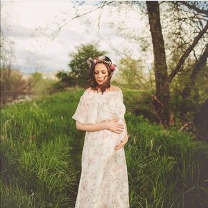 Maternity Off Shoulder Floral Dress